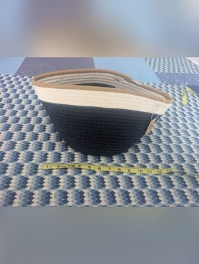 Blue And White Corded Basket